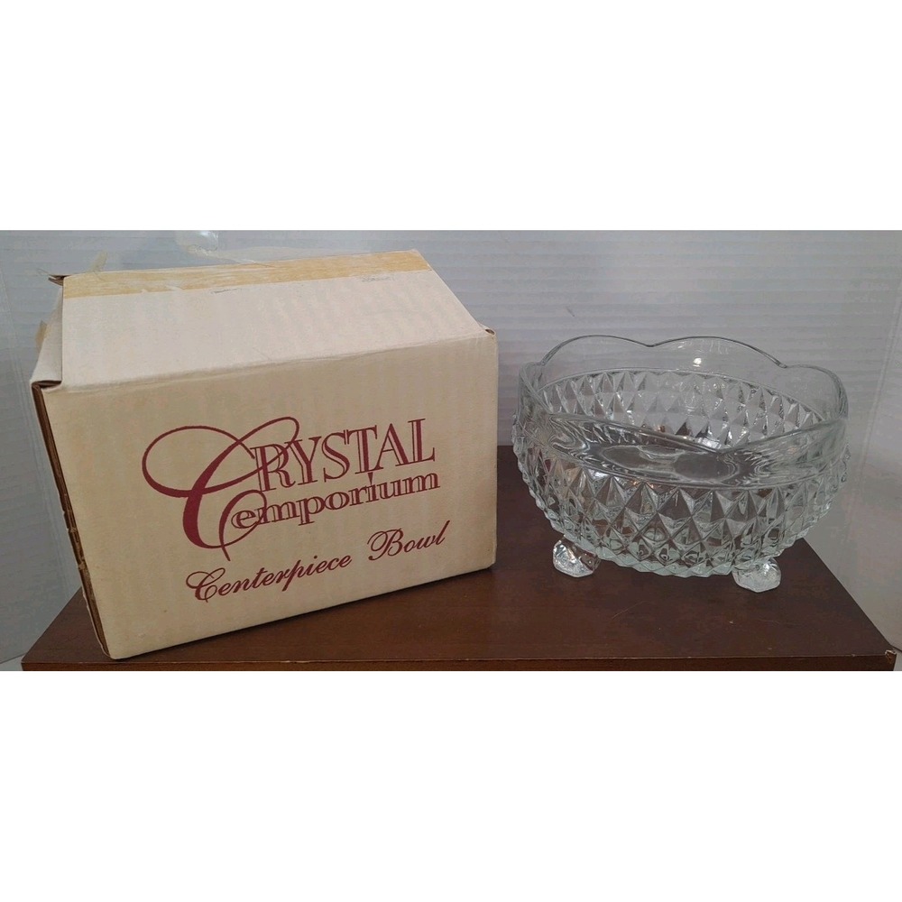 NIB Crystal Emporium Footed Centerpiece‎ Bowl 4.75" Diameter 3" Tall